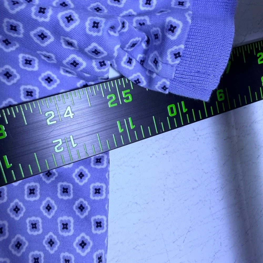 Polo Ralph Lauren Polo Shirt Men Large Blue Geometric Classic Fit Golf Polo Prep